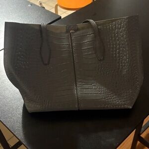 Tod's Grey Crocodile-Patterned Tote